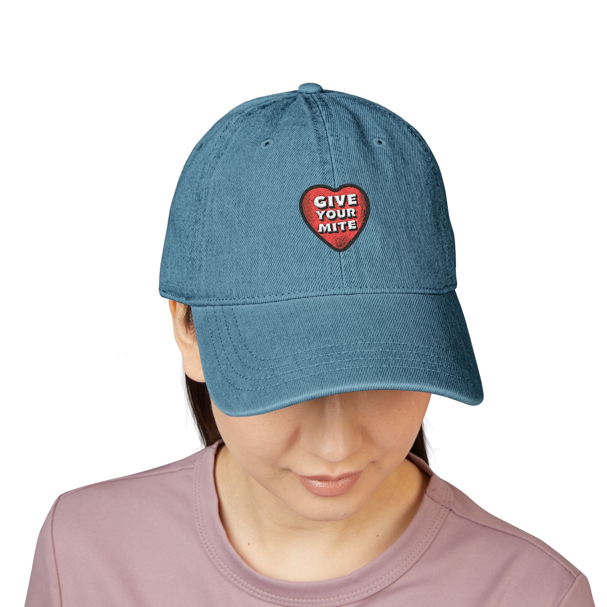 'Give Your Mite' Heart Embroidered Denim Hat — Mite