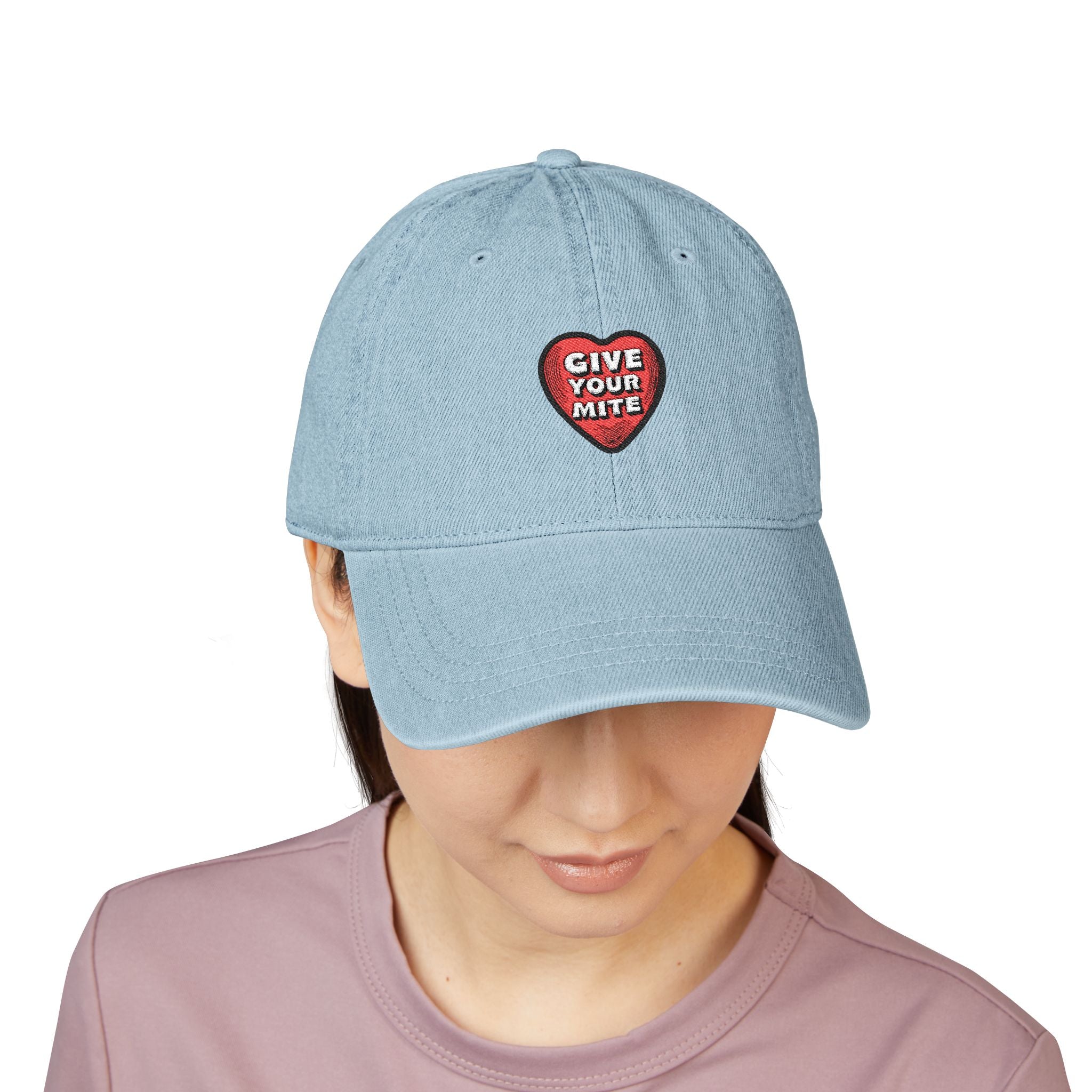 'Give Your Mite' Heart Embroidered Denim Hat — Mite